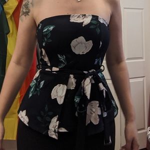 Strapless floral top